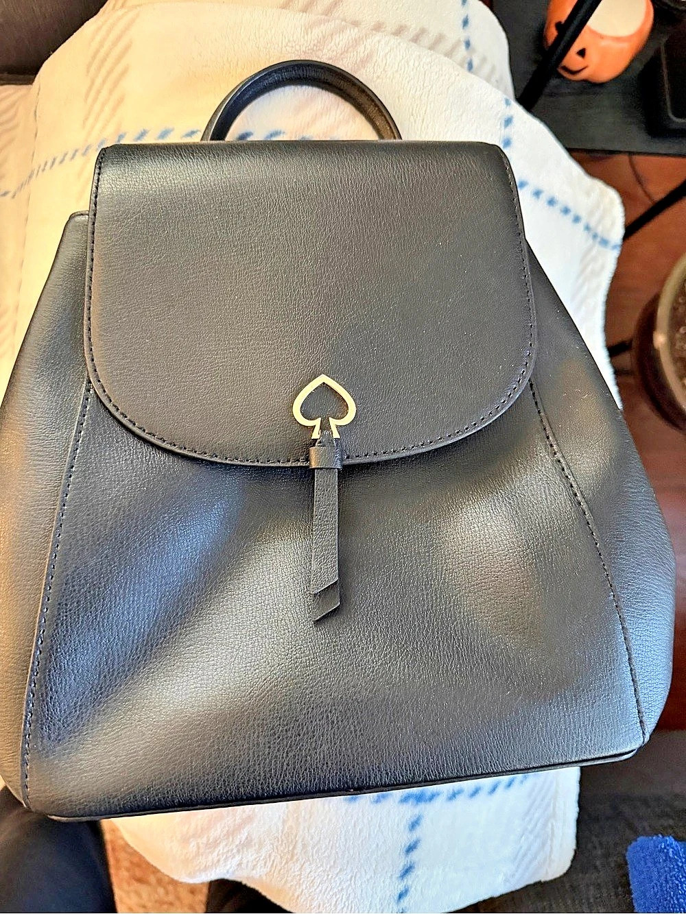 Kate Spade Black Leather-Style Backpack